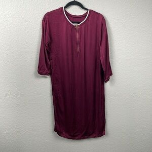 Minus Ennis Dress Minimalist Cabernet Zip Neck Sporty Shift Sz 36